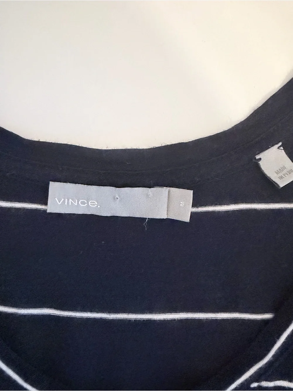 Vince Navy White Striped Tank Top | Medium | Minimalist | Everyday Basic